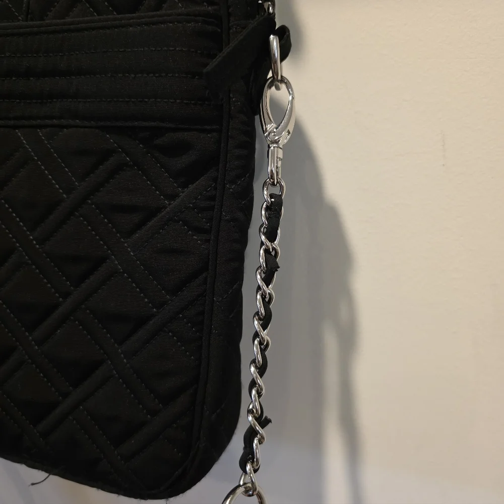 Vera Bradley Quilted Padded Laptop Bag Chain Strap Womens Black Preppy Chic